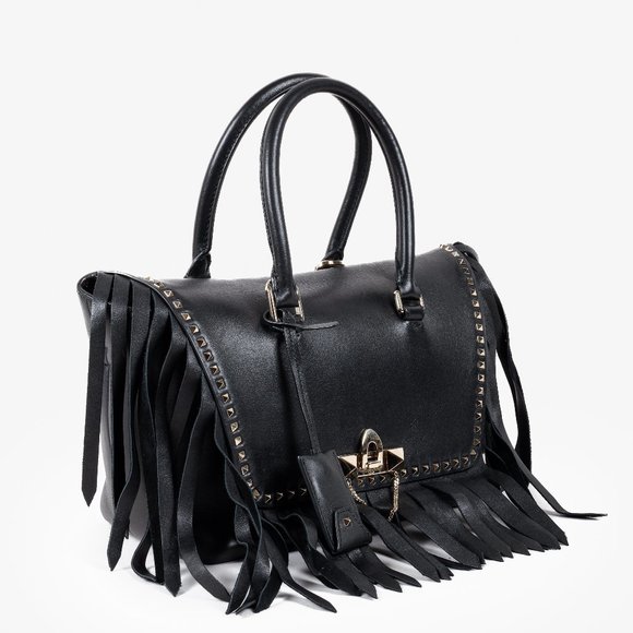 Valentino Black Demilune Rockstud Flap Satchel - Picture 2 of 16